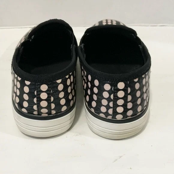 Tory Burch Women’s Pink And Black Polka Dot Leather Slip On Sneakers Size 7 - Picture 3 of 7